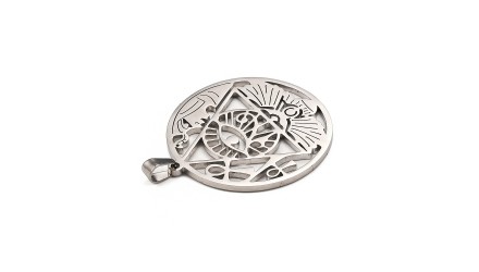 Grand pendentif œil d'Horus et croix ankh en acier inoxydable