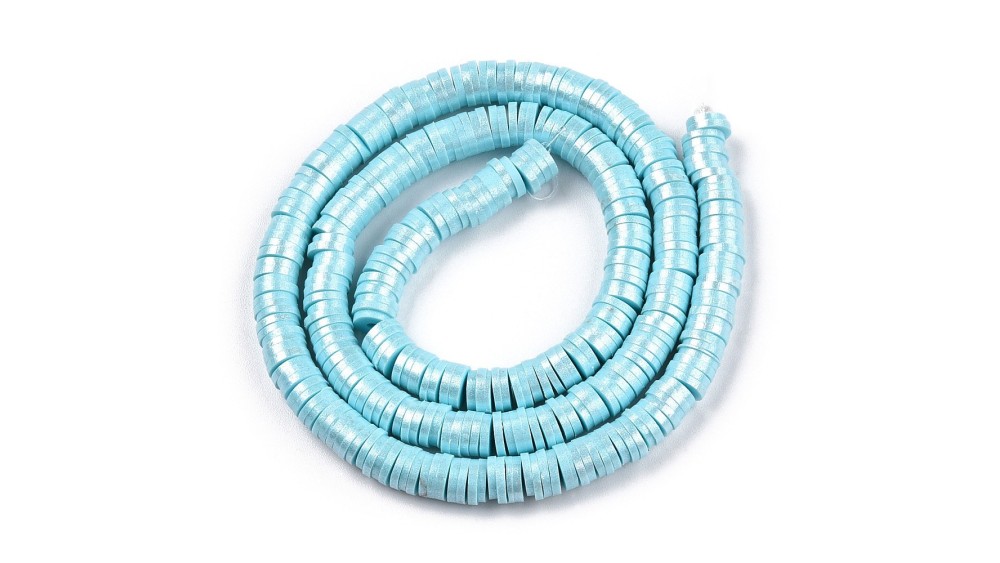 Perle Heishi 6mm en pâte polymère teintes froides et or pour création