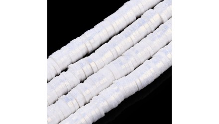Perle Heishi 6mm en pâte polymère noires et blanches or pour création