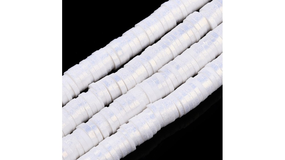 Perle Heishi 6mm en pâte polymère noires et blanches or pour création
