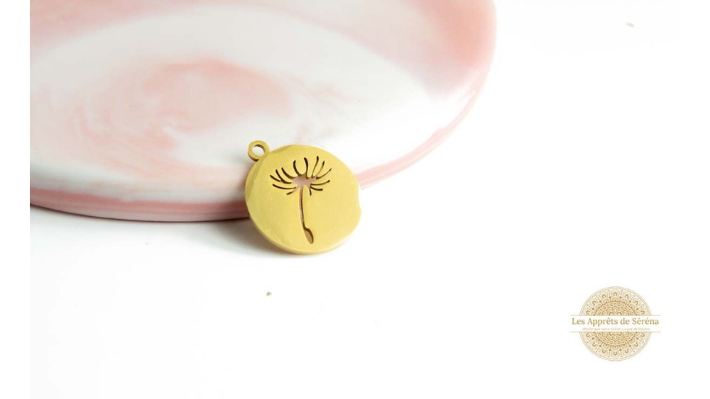 copy of Pendentif feuille en acier inoxydable plaqué or 18k