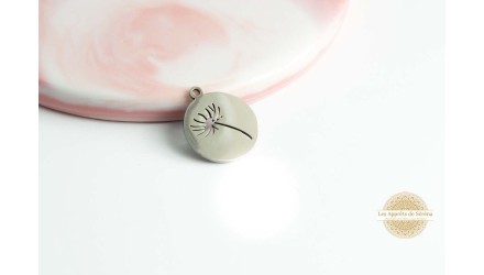 fleur de pissenlit en acier inoxydable couleur argent