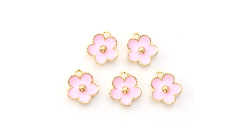 10 Breloques petites fleurs émaillées pour la création de bijoux DIY