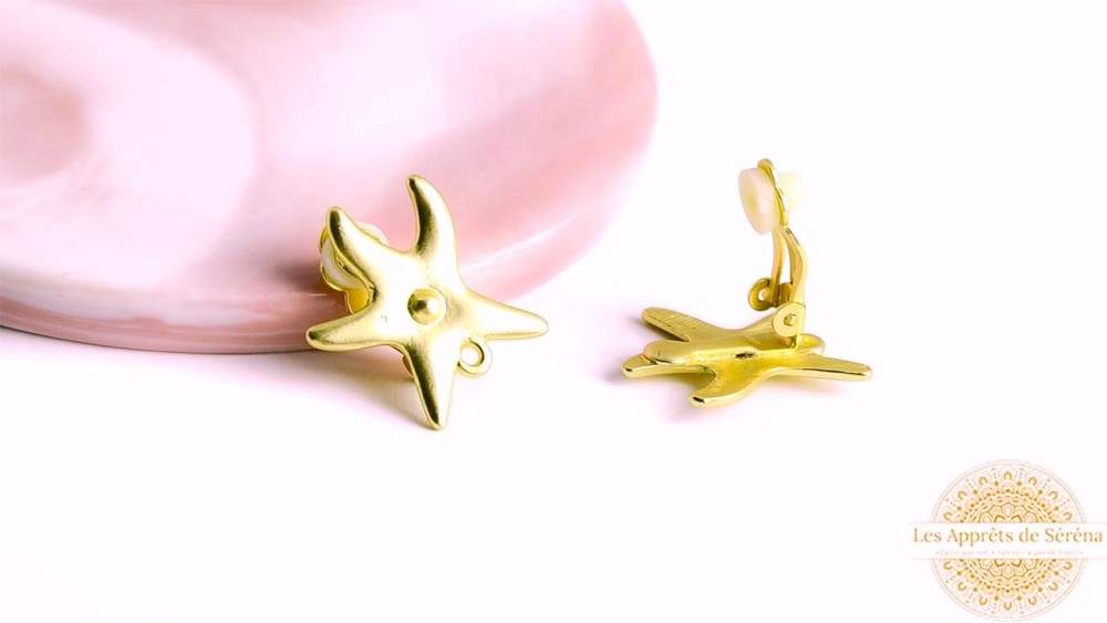 Clips d'oreille étoiles de mer zamak or