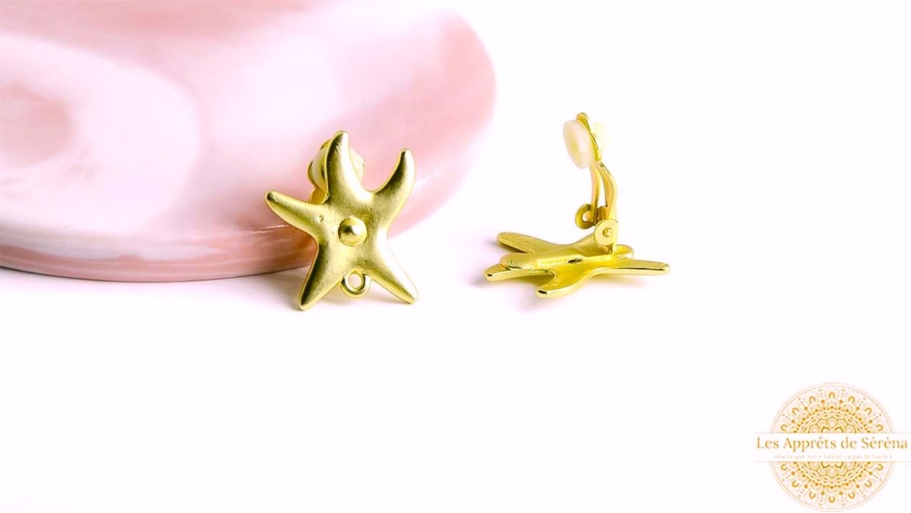 Clips d'oreille étoiles de mer zamak or