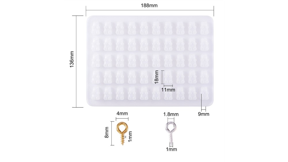 Moule pour pendentif ourson avec attache à visser
