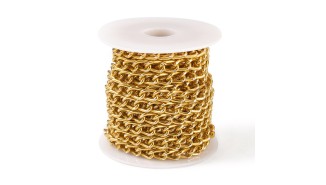 Chaîne maille gourmette 8x5mm en aluminium couleur or