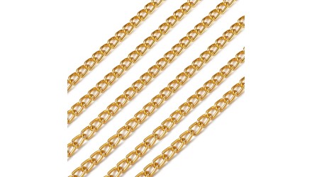 Chaîne maille gourmette 8x5mm en aluminium couleur or