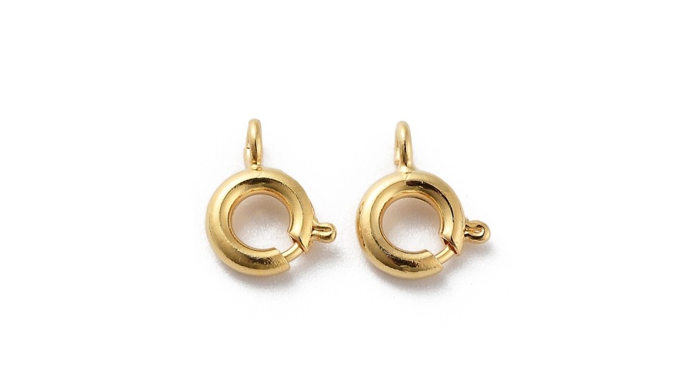 Fermoir à ressort 8mm en laiton plaqué or 18k