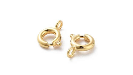 Fermoir à ressort 8mm en laiton plaqué or 18k
