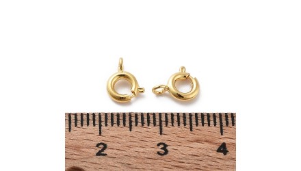 Fermoir à ressort 8mm en laiton plaqué or 18k
