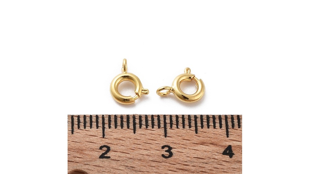 Fermoir à ressort 8mm en laiton plaqué or 18k