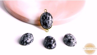 Cabochon 13x18mm en obsidienne flocon de neige