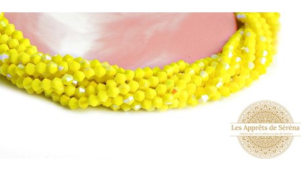 Perles toupie verre en 4mm jaune AB