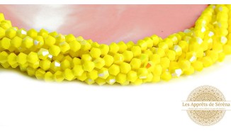 Perles toupie verre en 4mm jaune AB