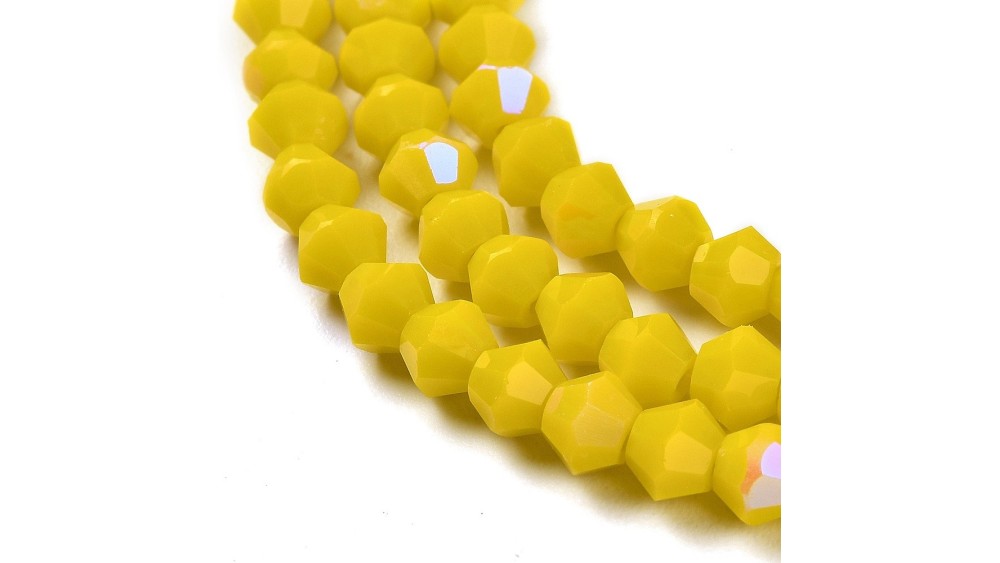 Perles toupie verre en 4mm jaune AB