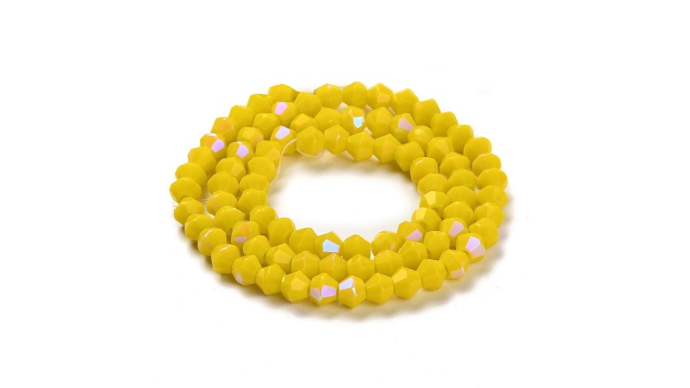 Perles toupie verre en 4mm jaune AB