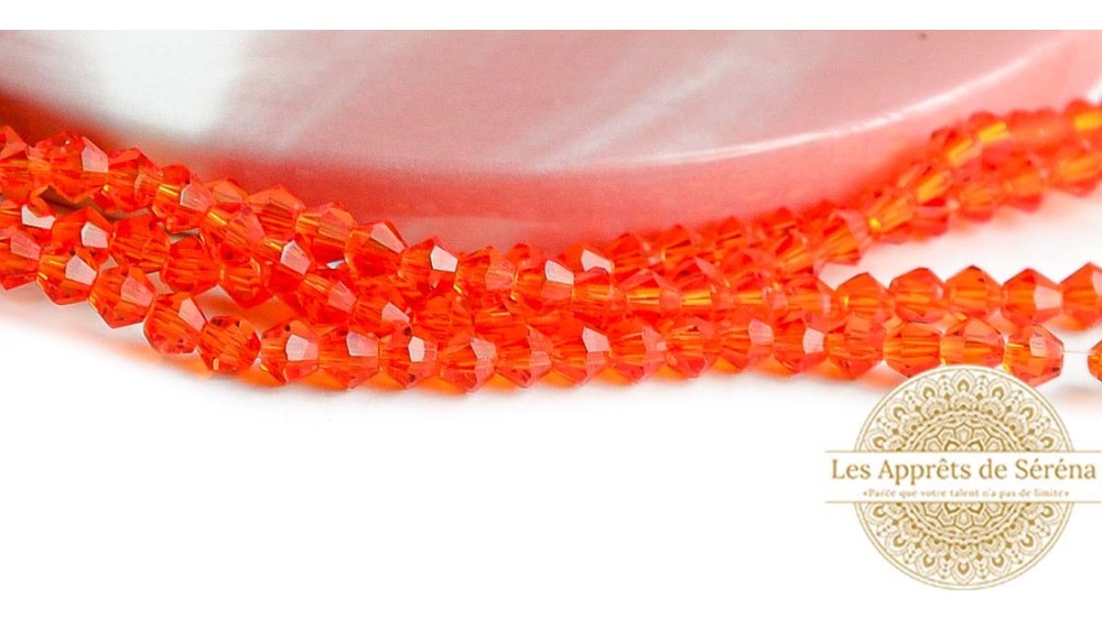 Perles toupie verre en 4mm orange AB