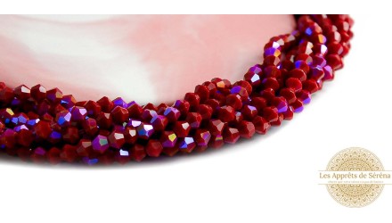 Perles toupie verre en 4mm bordeaux AB