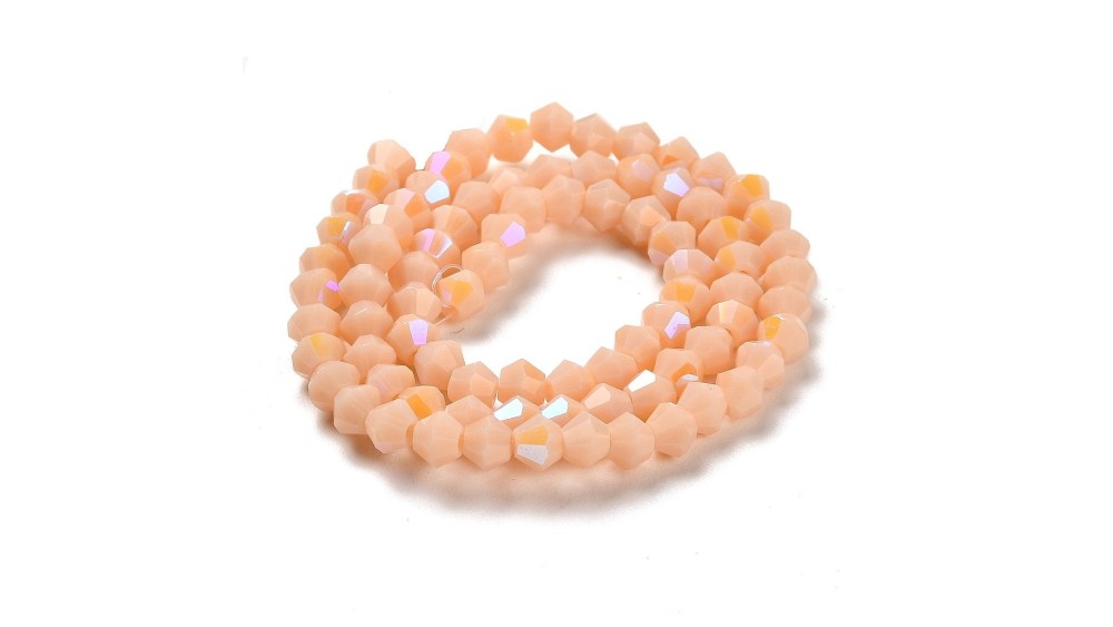 toupie verre en 4mm rose porcelaine AB