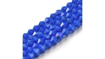 Perles toupie verre en 4mm bleu