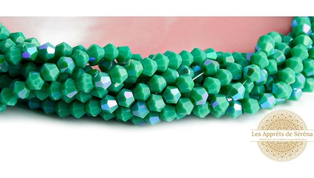 Perles toupie verre en 4mm vert