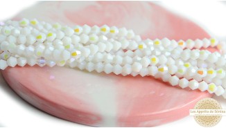 Perles toupie verre en 4mm blanche AB