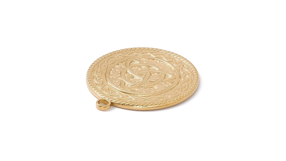 Pendentif médaillon Triskel en acier inoxydable plaqué or 18k