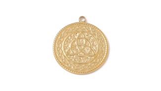 Pendentif médaillon Triskel en acier inoxydable plaqué or 18k