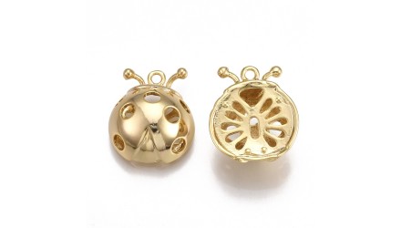 coccinelle en laiton plaqué or 18k