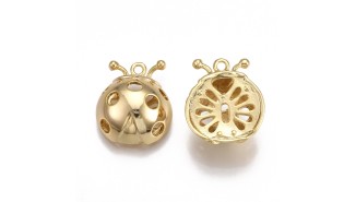 coccinelle en laiton plaqué or 18k