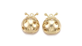 Pendentif 3D coccinelle en laiton plaqué or 18k