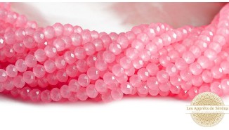 Perle verre opale à facettes 4x3mm rose poudré