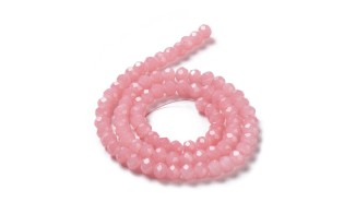 Perle verre opale à facettes 4x3mm rose poudré