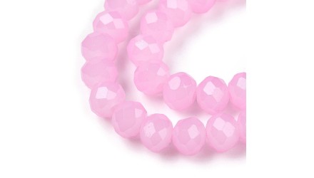 Perle verre opale à facettes 4x3mm rose pl