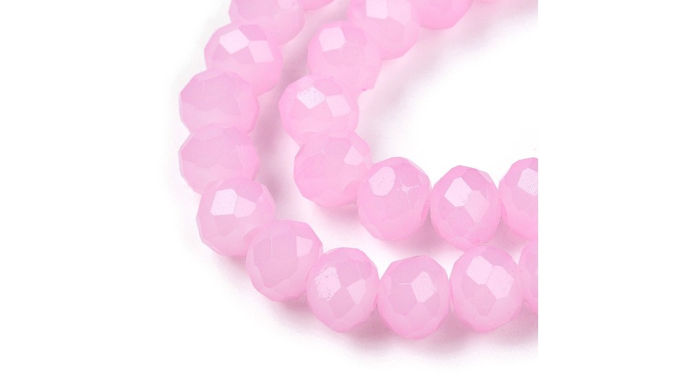 Perle verre opale à facettes 4x3mm rose pl