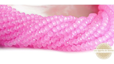 copy of Perle verre opale à facettes 4x3mm rose poudré