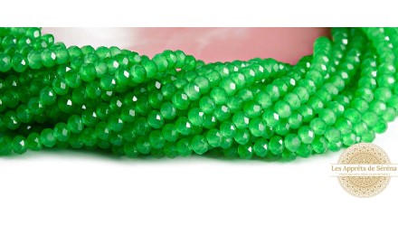 Perle abaque 4x3mm à facettes verte pour création bijoux