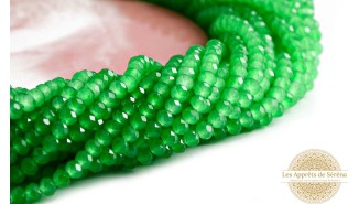 Perle abaque 4x3mm à facettes verte pour création bijoux