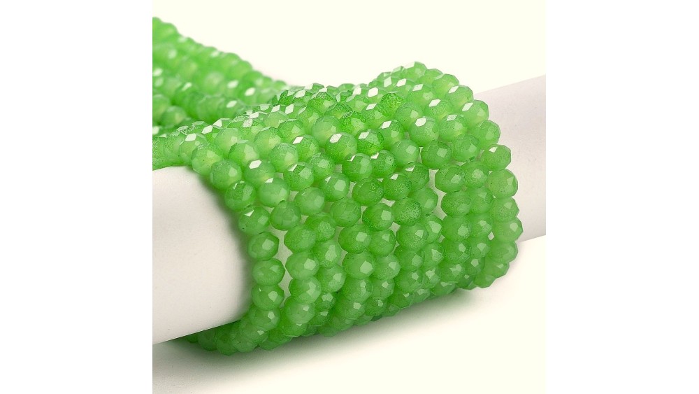 Perle abaque 4x3mm à facettes verte pour création bijoux