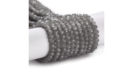 Perle verre opale à facettes 4x3mm grise