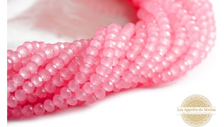 copy of Perle verre opale à facettes 4x3mm rose poudré