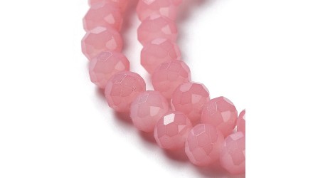 Perle verre opale à facettes 4x3mm rose poudré
