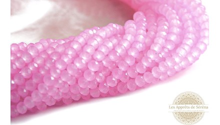 copy of Perle verre opale à facettes 4x3mm rose poudré