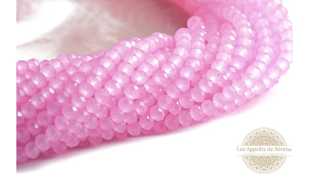 copy of Perle verre opale à facettes 4x3mm rose poudré