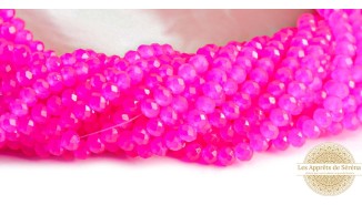 Perle verre opale à facettes 4x3mm fuchsia