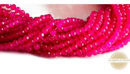 copy of Perle verre opale à facettes 4x3mm rose poudré