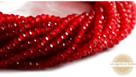 facettes 4x3mm rouge tomate