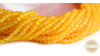 Perle verre opale à facettes 4x3mm jaune soleil