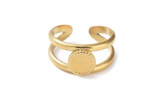 copy of Bague support rectangle pour cabochon 4mm acier plaqué or 18K